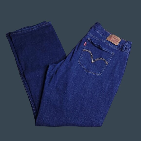 Levis Womens Bootcut Jeans 16 Dark Wash Mid Rise Stretch - Picture 1 of 8